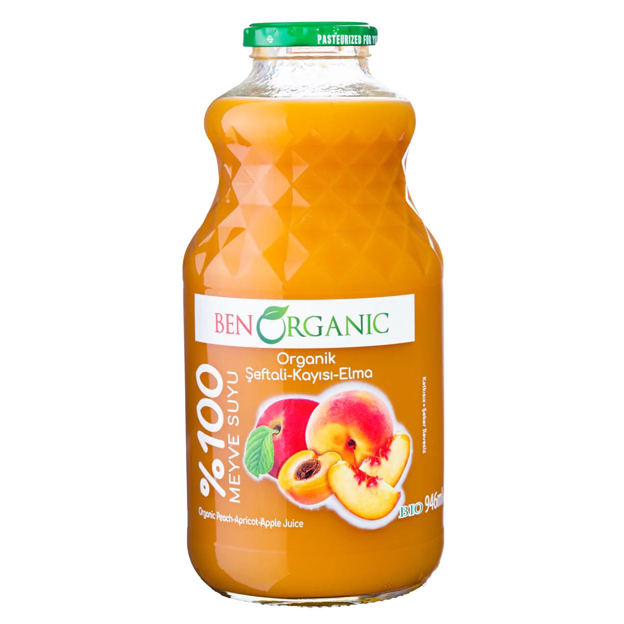 BenOrganic Organik Kayısı-Şeftali-Elma Suyu 946 ml