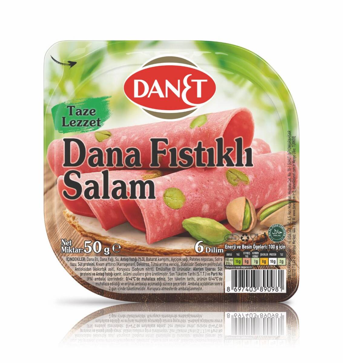 Danet Dana Fıstıklı Salam Dilimli 50 gr