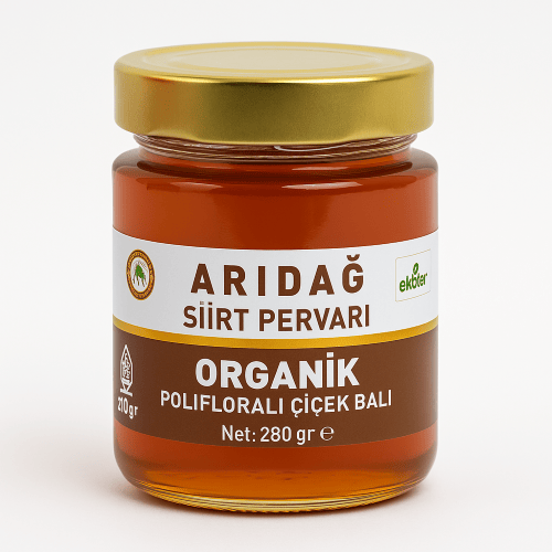 Organik Pervari Yayla Süzme Çiçek Balı (280 gr) Arıdağ