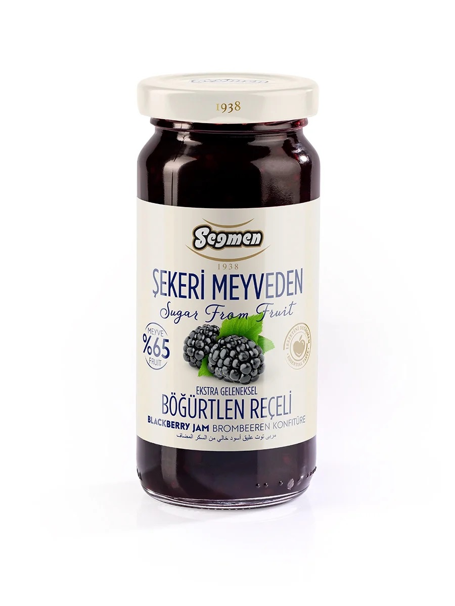  Seğmen Şekeri Meyveden Böğürtlen Reçeli Kavanoz 270g